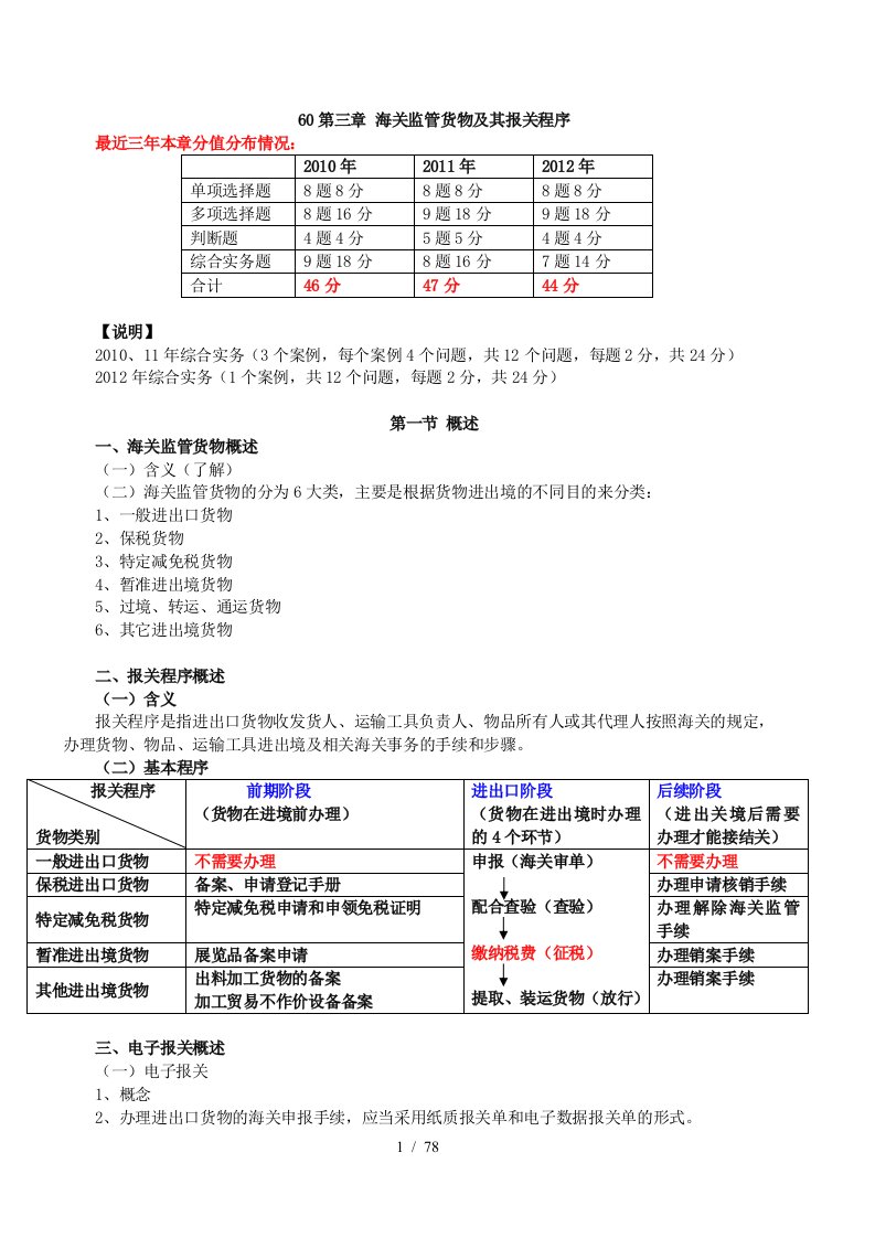 海关监管货物及其报关程序概述