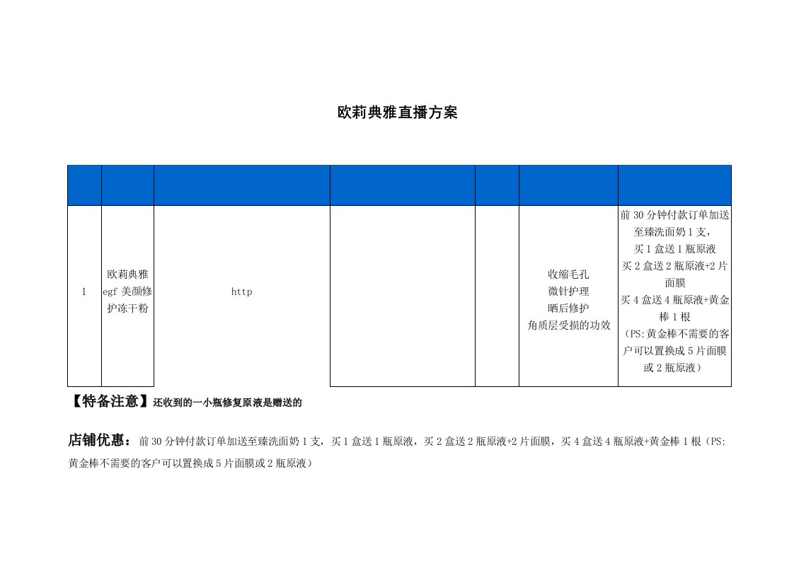 精品文档-欧莉典雅直播策划方案1页