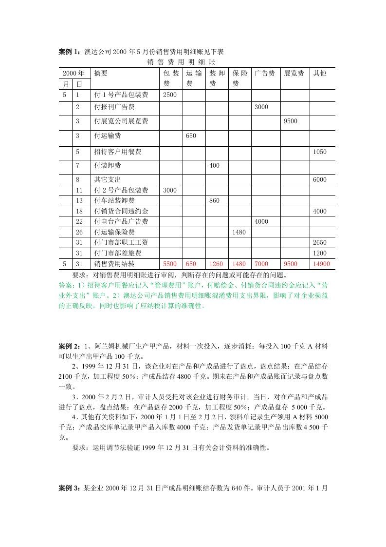 审计学练习题整理