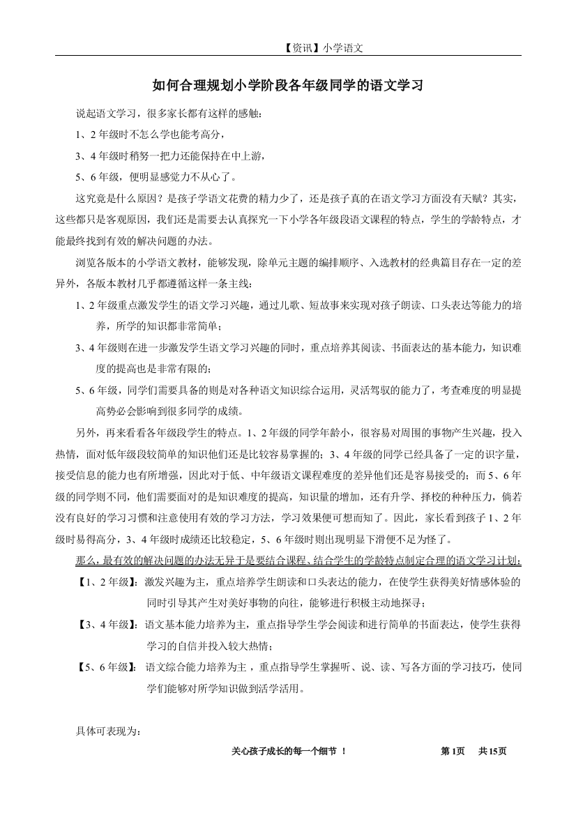 【学习方法】各年级学习方法