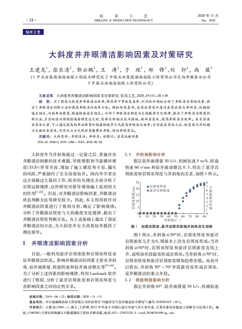 大斜度井井眼清洁影响因素及对策研究