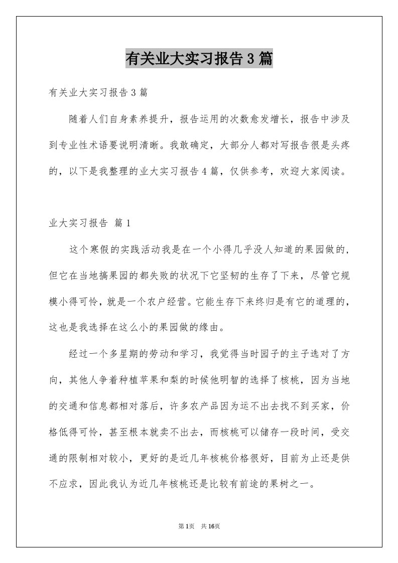 有关业大实习报告3篇