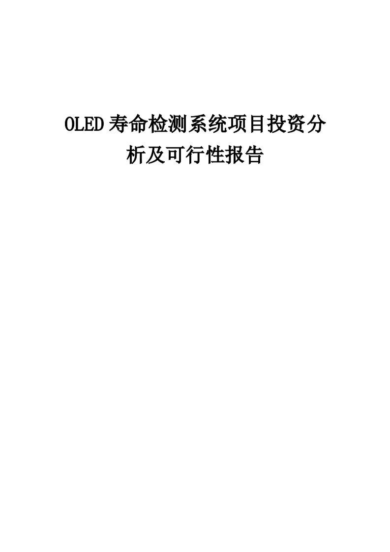 2024年OLED寿命检测系统项目投资分析及可行性报告