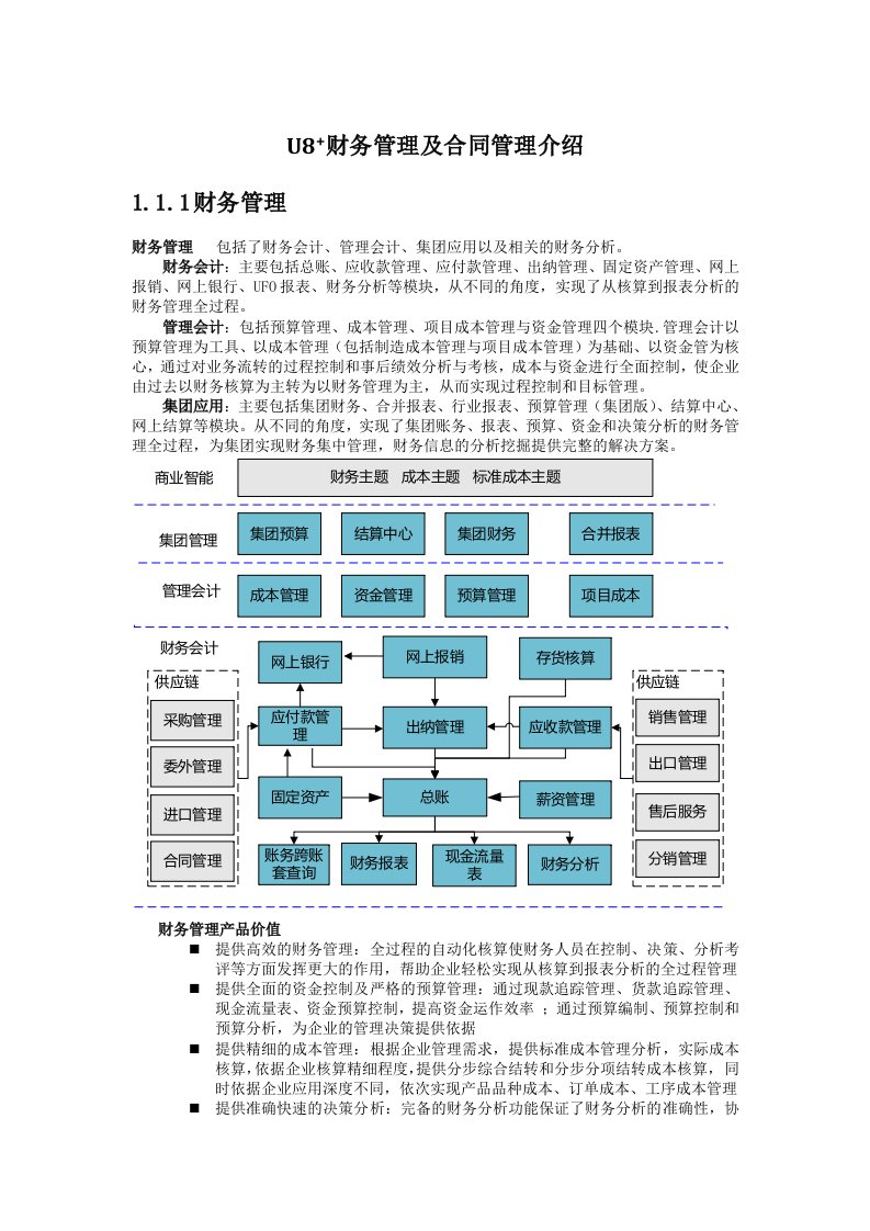 U8财务管理及合同管理介绍