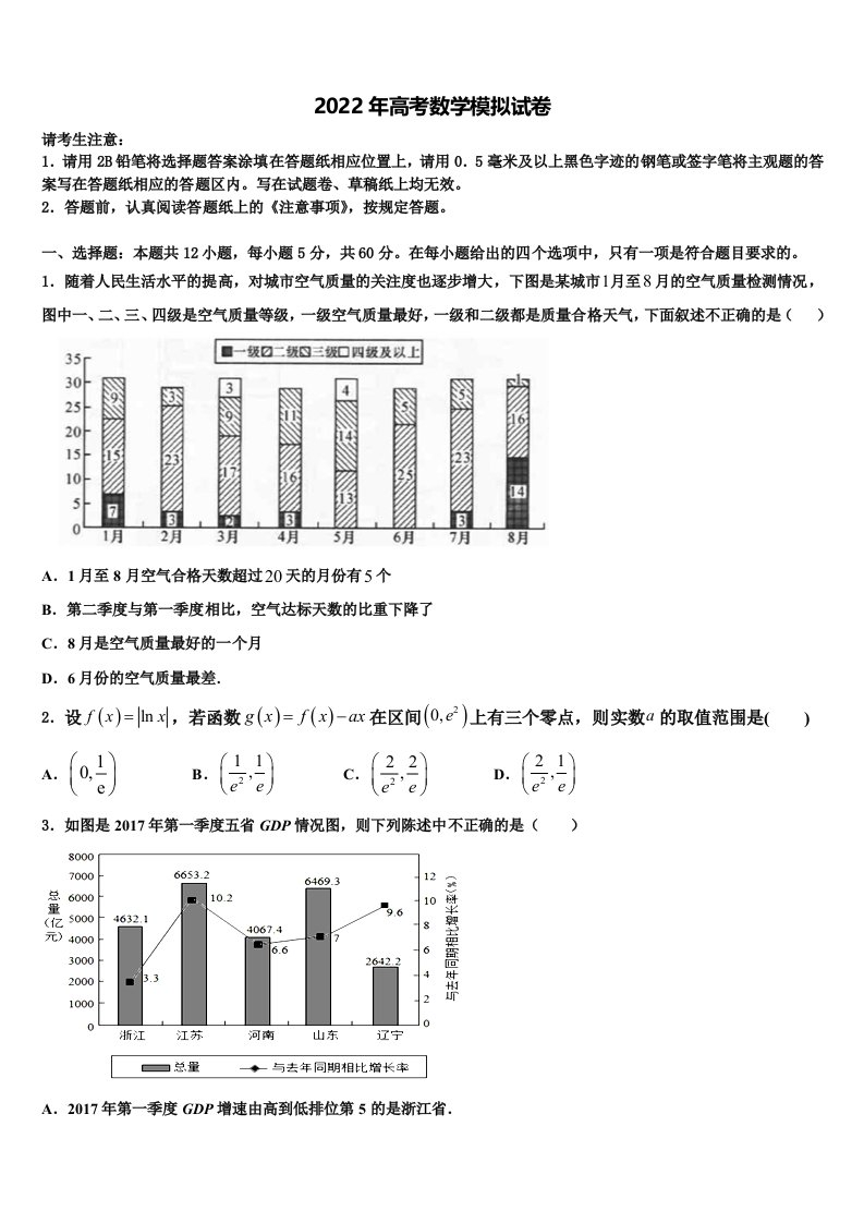 2022年安徽省安庆市潜山第二中学高三冲刺模拟数学试卷含解析