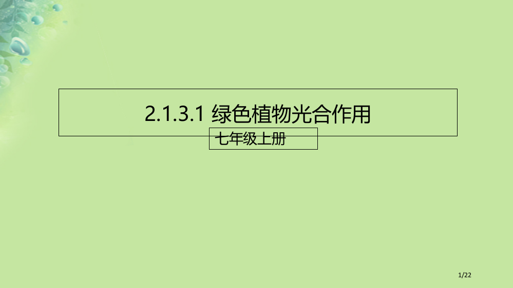 七年级生物上册2.1.3绿色植物的光合作用PPT济南省公开课一等奖新名师优质课获奖PPT课件