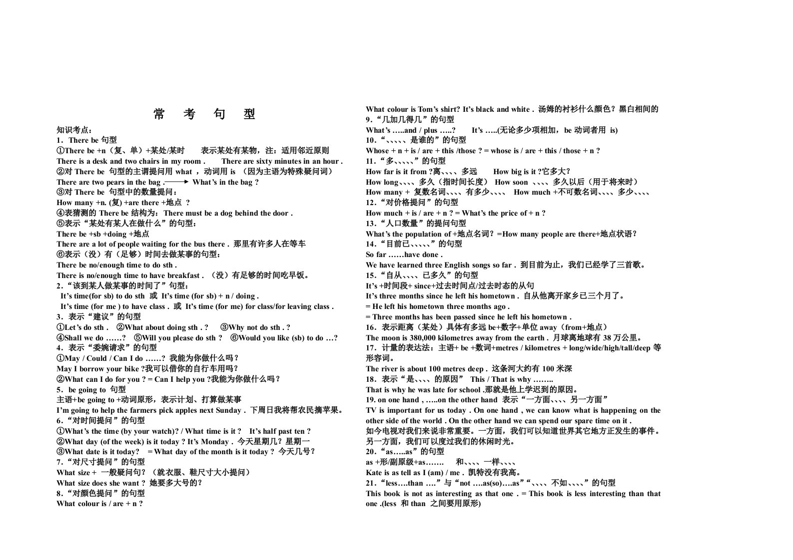 九年级英语新目标初中英语常考句形辅导