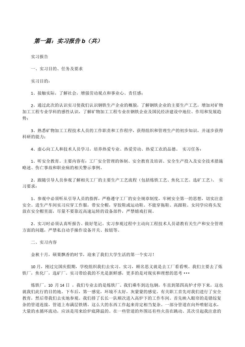 实习报告b（共5则范文）[修改版]