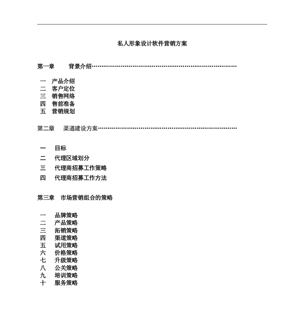 营销方案--私人形象设计软件营销方案（DOC