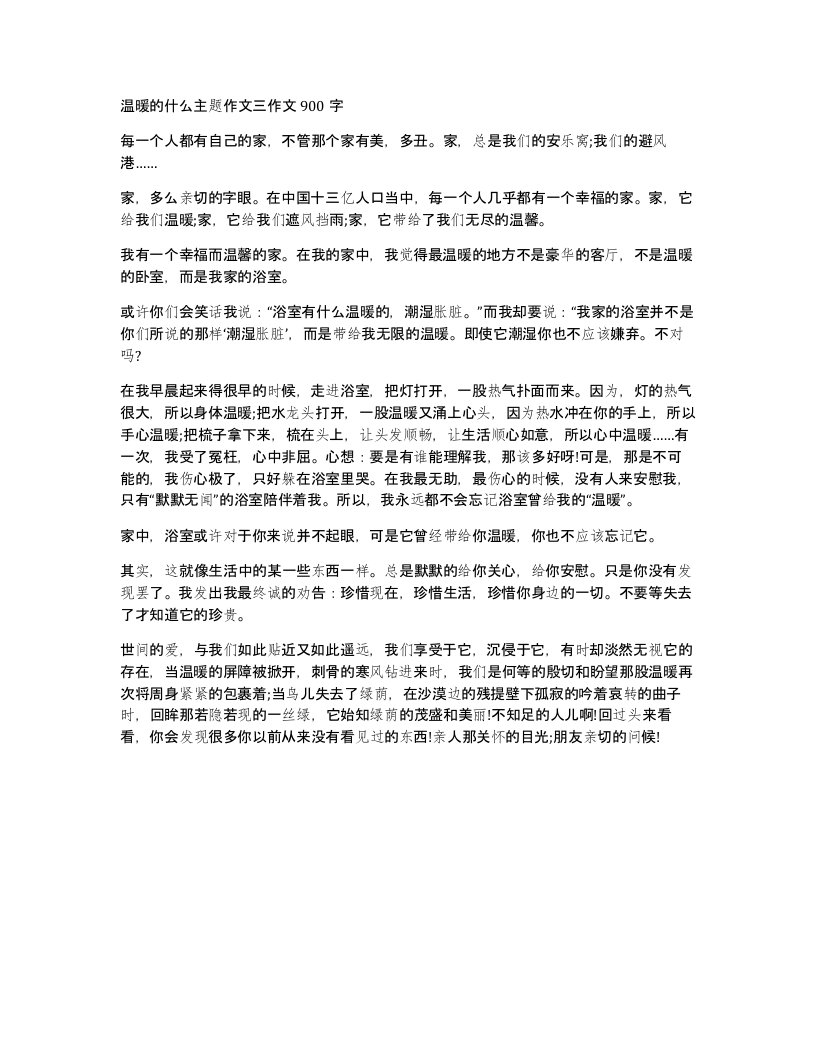 温暖的什么主题作文三作文900字