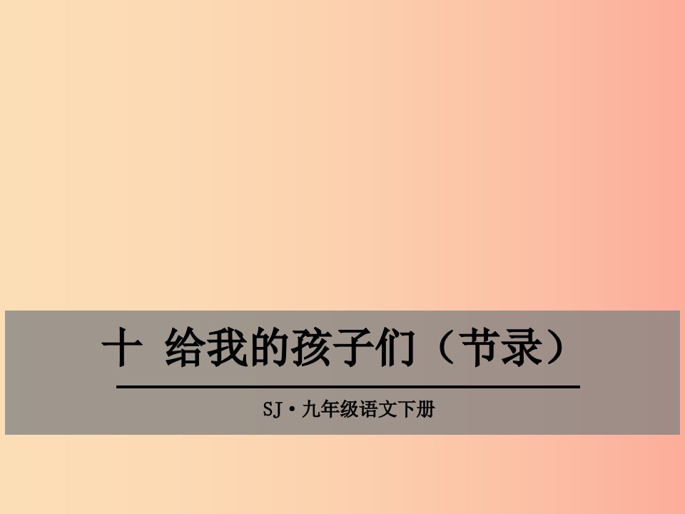 九年级语文下册第三单元十给我的孩子们节录课件苏教版