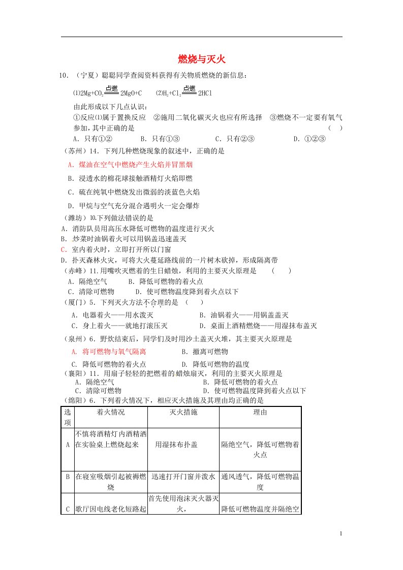 云南省广南县篆角乡初级中学校中考化学试题汇编