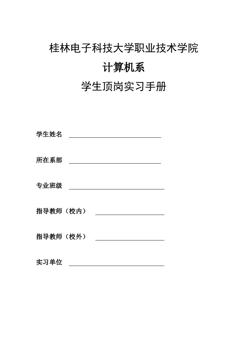 计算机应用技术专业顶岗实习手册