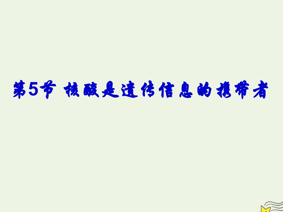 高中生物第二章组成细胞的分子5核酸是遗传信息携带者课件新人教版必修1