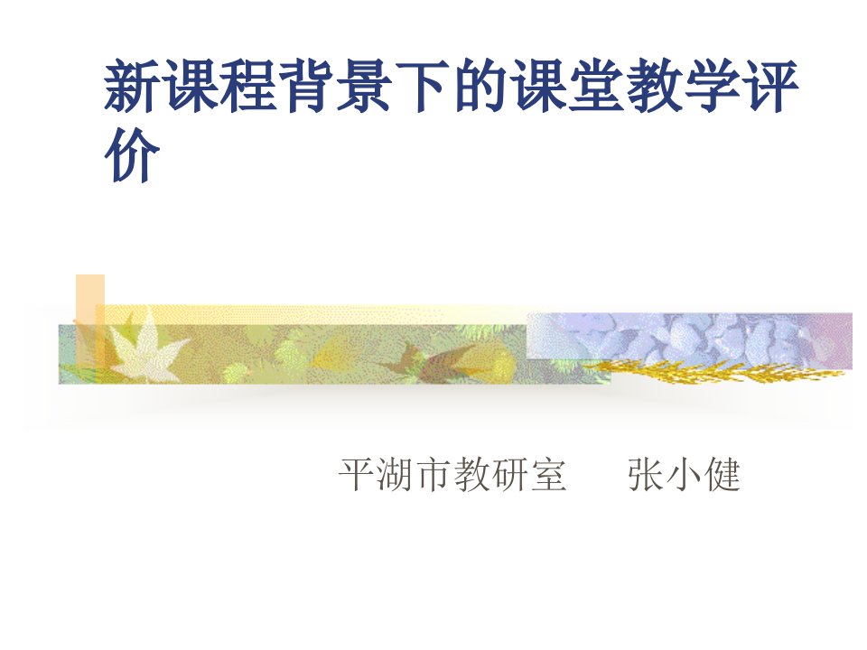 新课程背景下的课堂教学评价