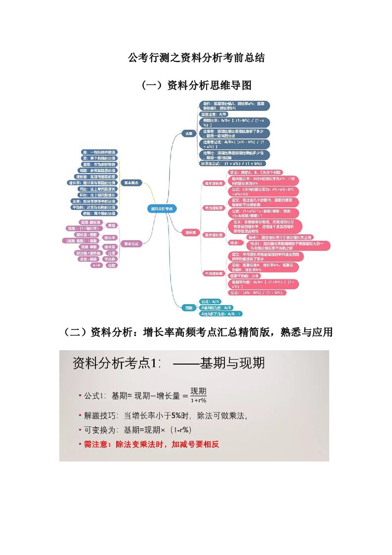 公考行测之资料分析考前总结