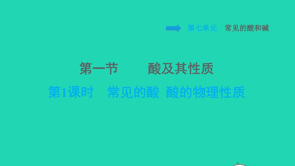 2022九年级化学下册第7单元常见的酸和碱7.1酸及其性质第1课时常见的酸酸的物理性质习题课件鲁教版