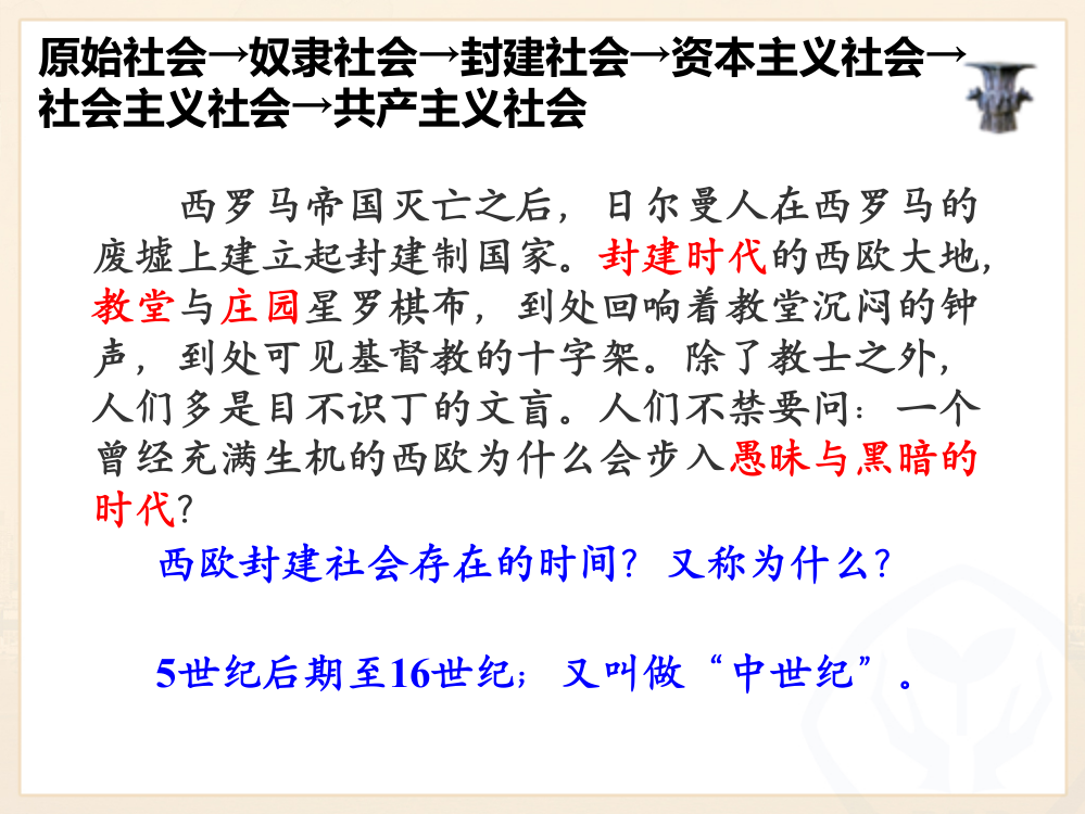 人教版历史与社会八级上册2.1《西欧封建国家与基督教文明》课件(共23张PPT)