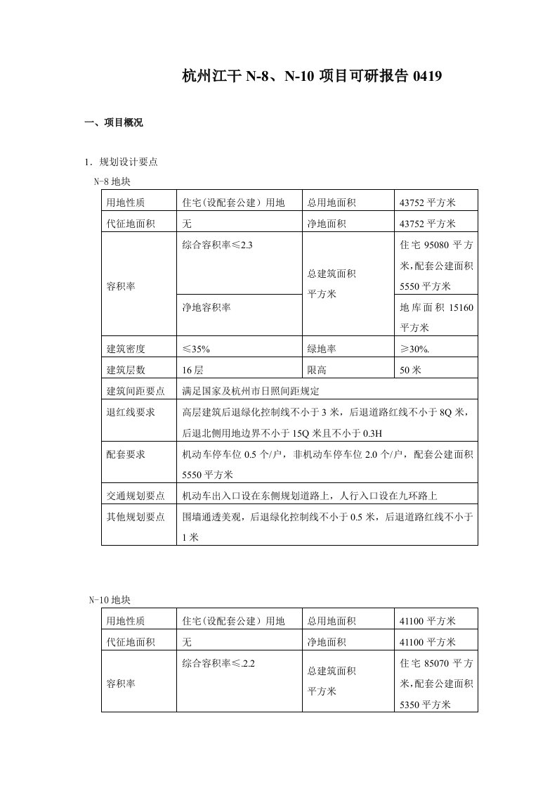 万科企业管理-万科杭州九堡项目可研报告最后稿