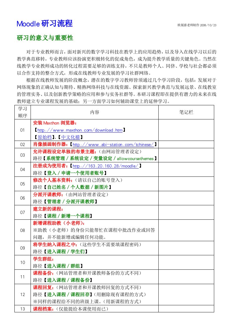 moodle研习流程