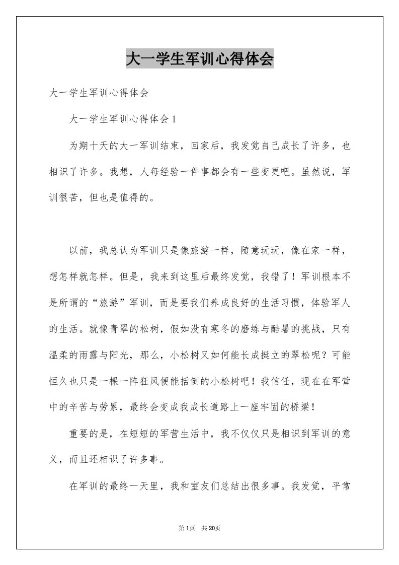 大一学生军训心得体会例文7