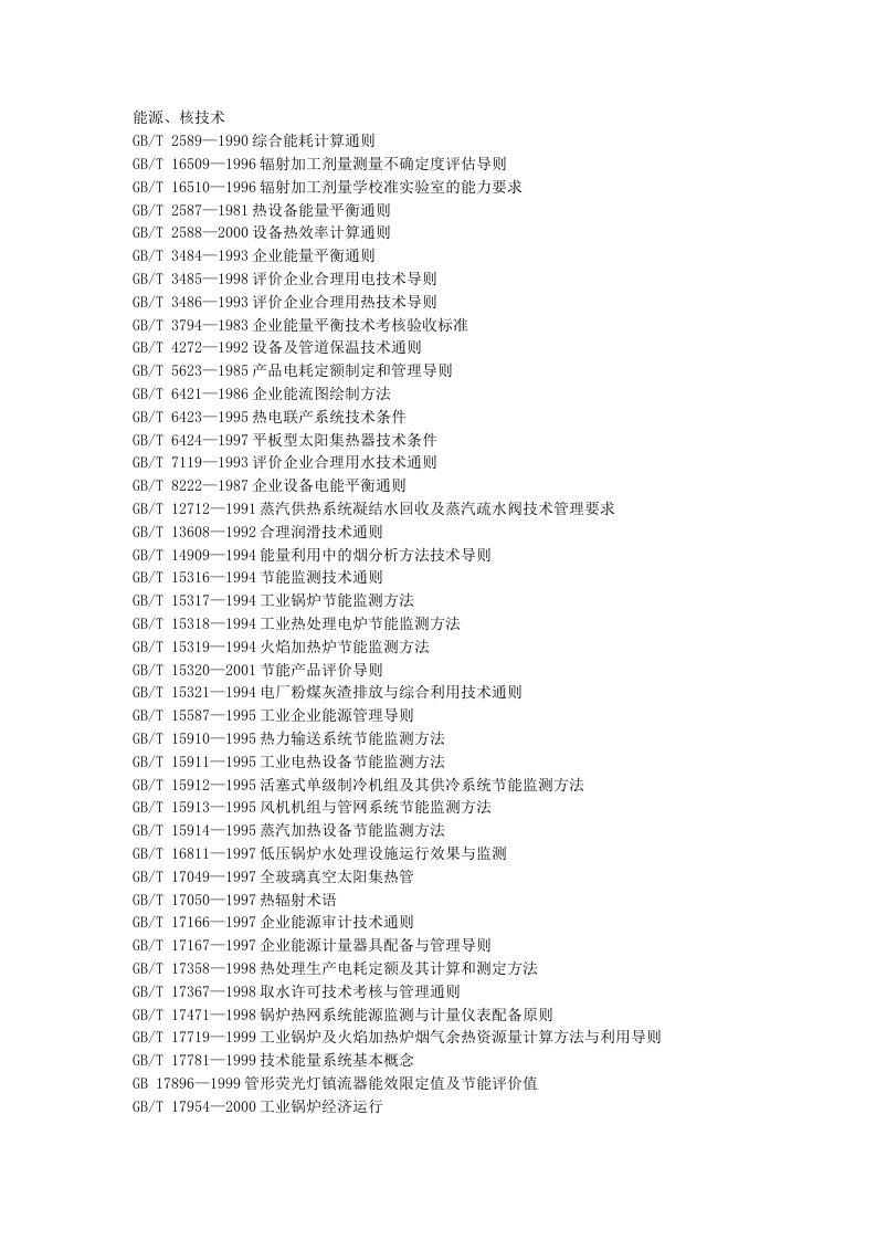 国标目录-能源、核技术