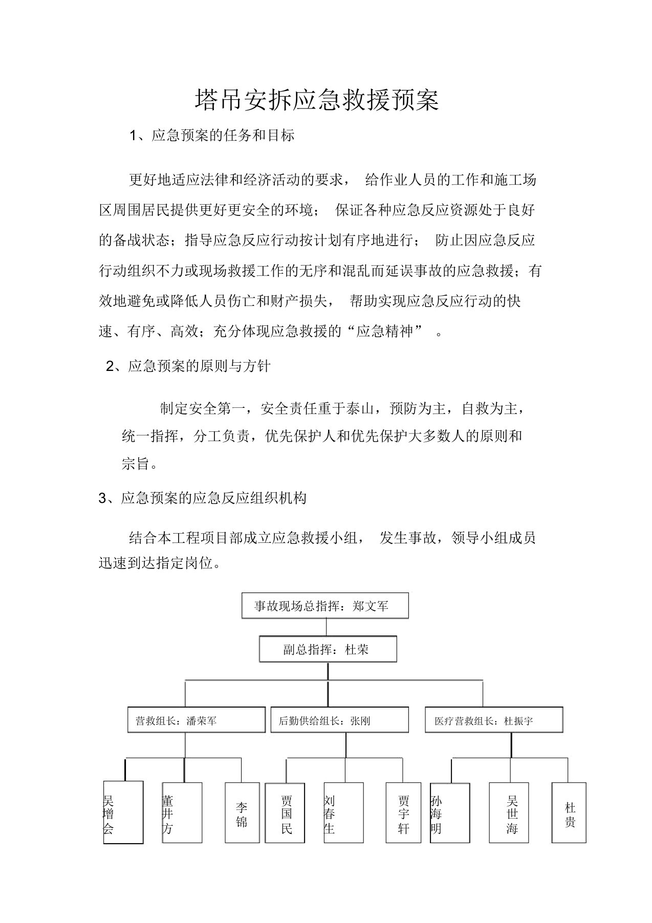 塔吊安拆应急预案