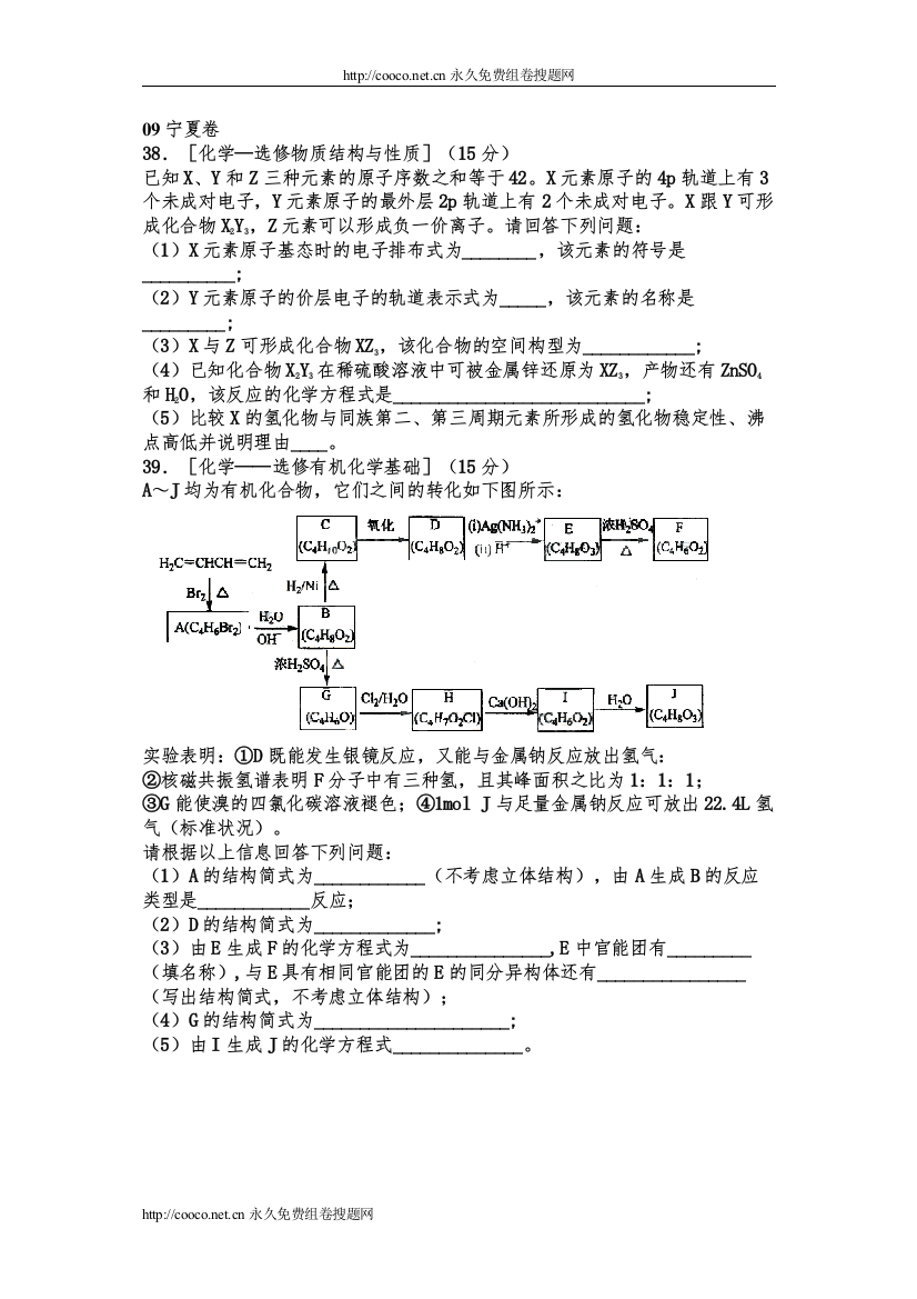 2022届高三化学学科毕业班福建省会材料知识点分析苏教版物质结构与性质09宁夏卷doc高中化学