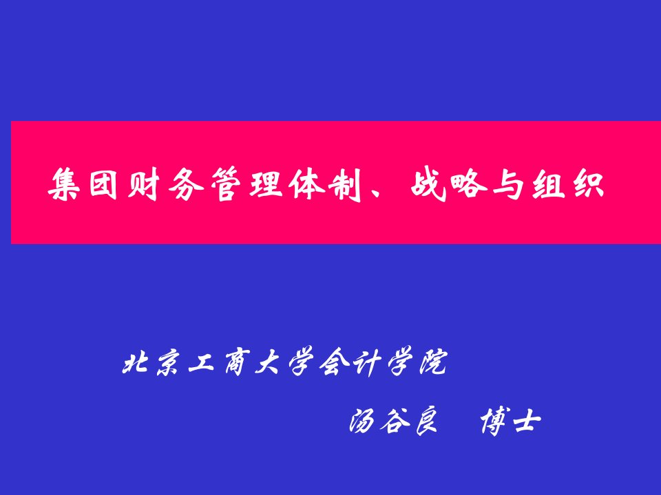 集团财务管理体制、管理与组织