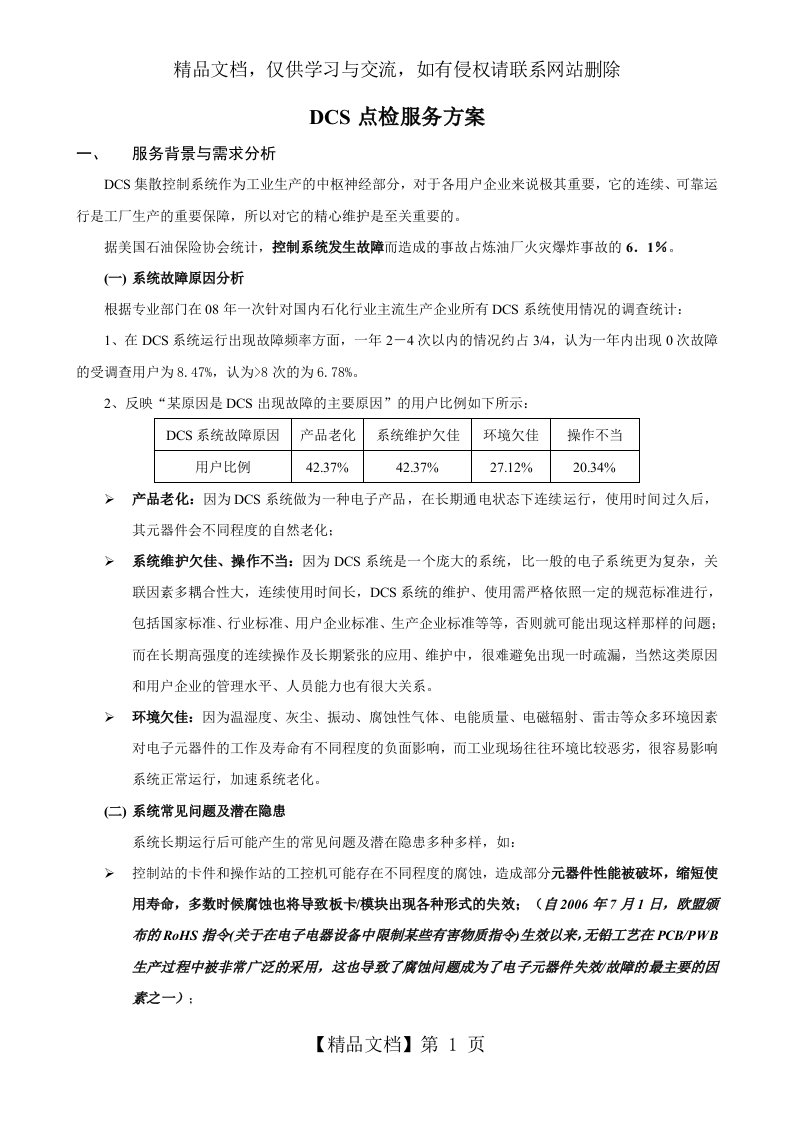 DCS系统点检方案