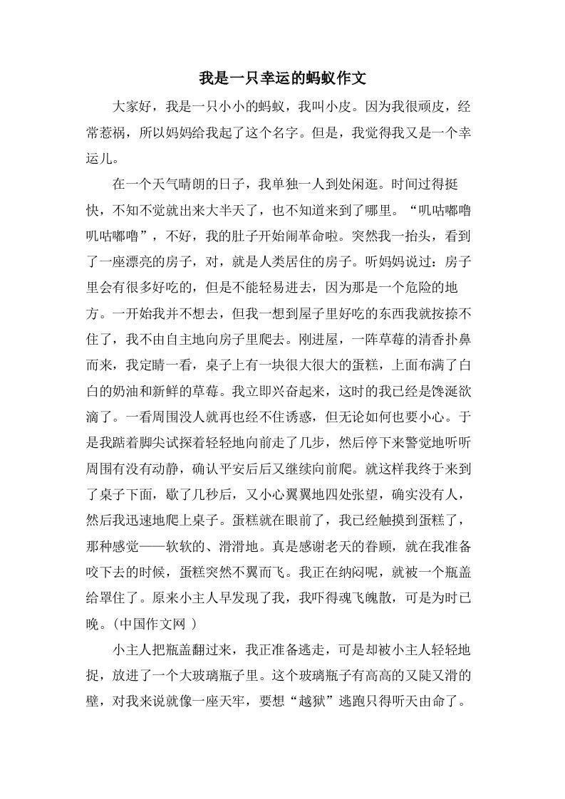 我是一只幸运的蚂蚁作文