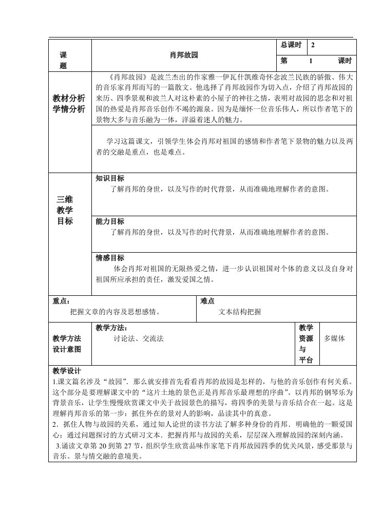 高中语文苏教版必修一《肖邦故园》1