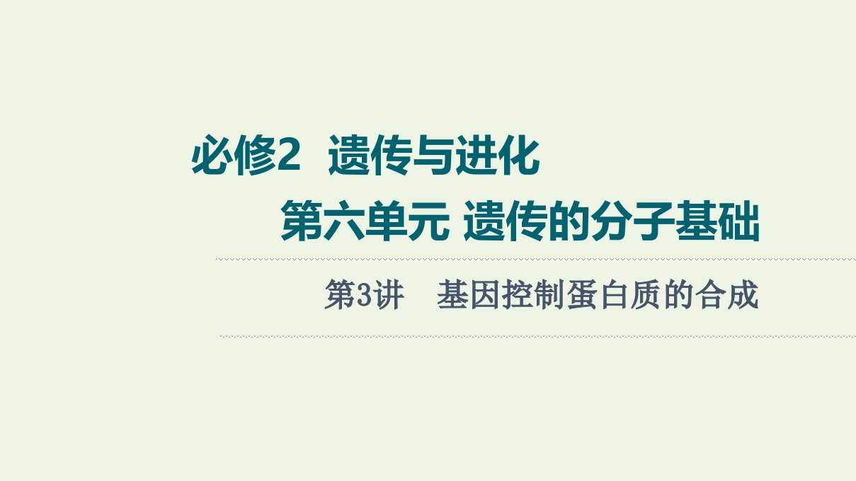 版高考生物一轮复习第6单元遗传的分子基础第3讲基因控制蛋白质的合成课件苏教版必修2