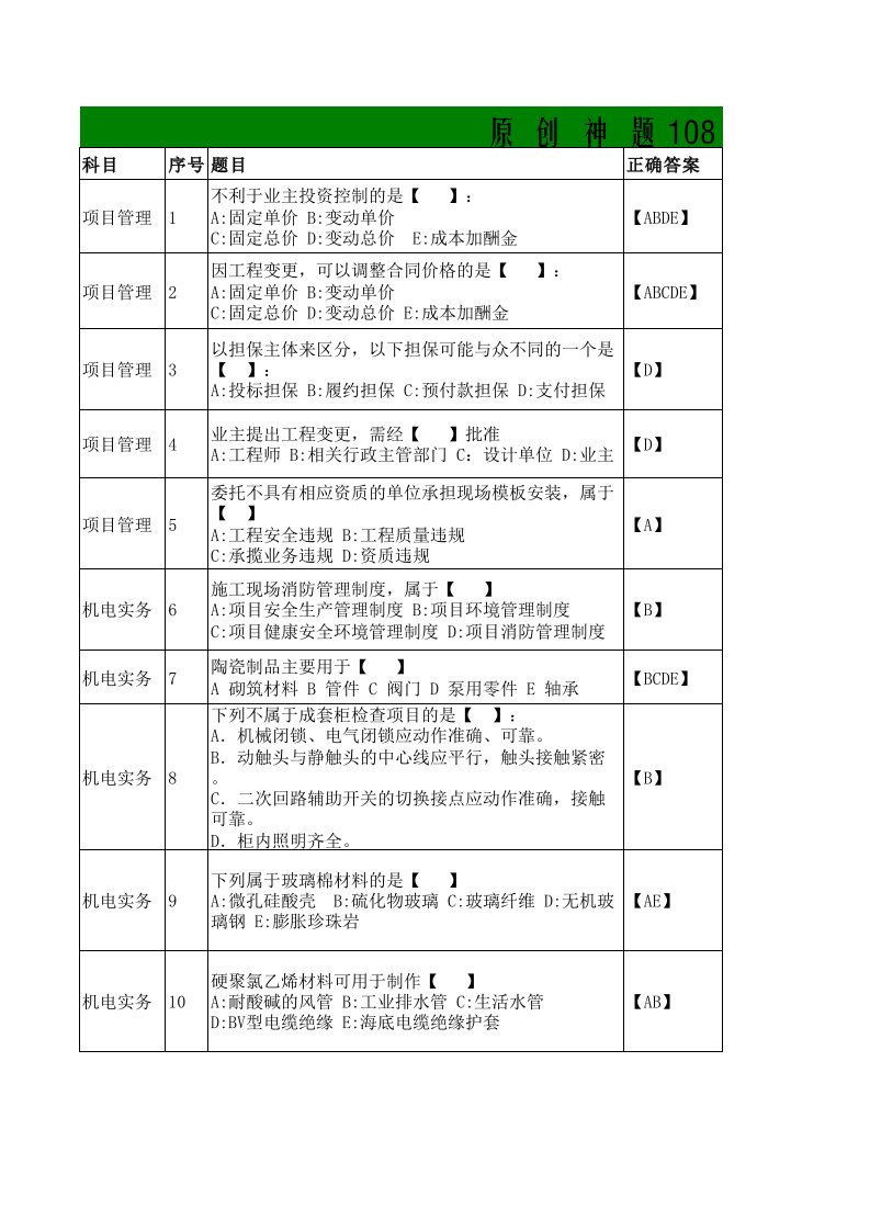 一级建造师机电自编神题100问