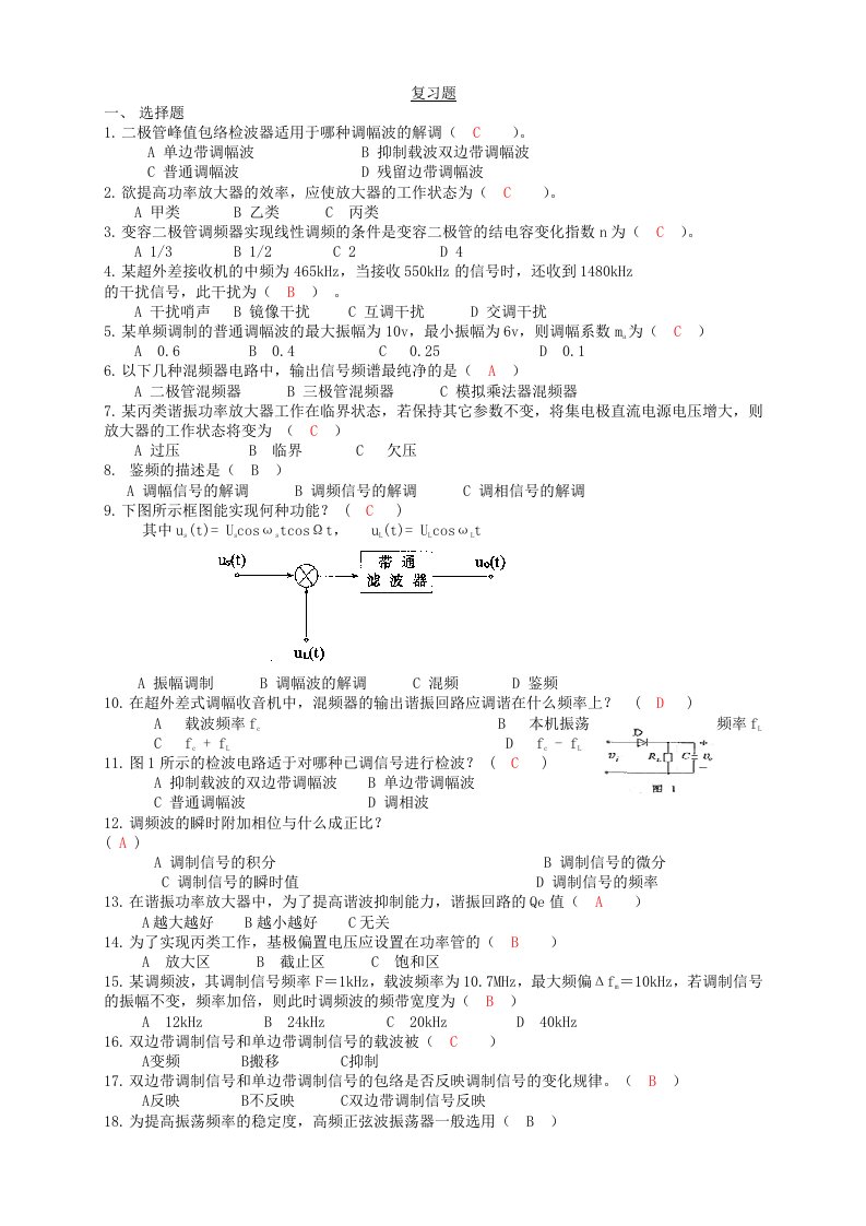 通信电子线路题库答案版