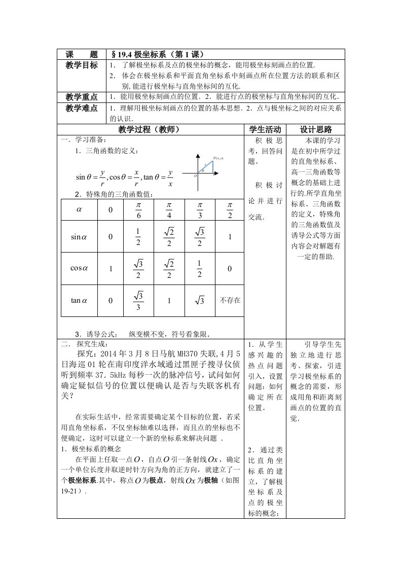 19章极坐标教案