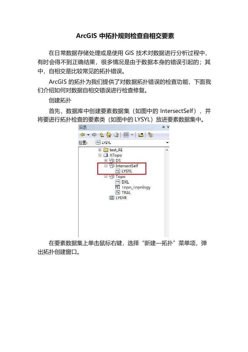 ArcGIS中拓扑规则检查自相交要素