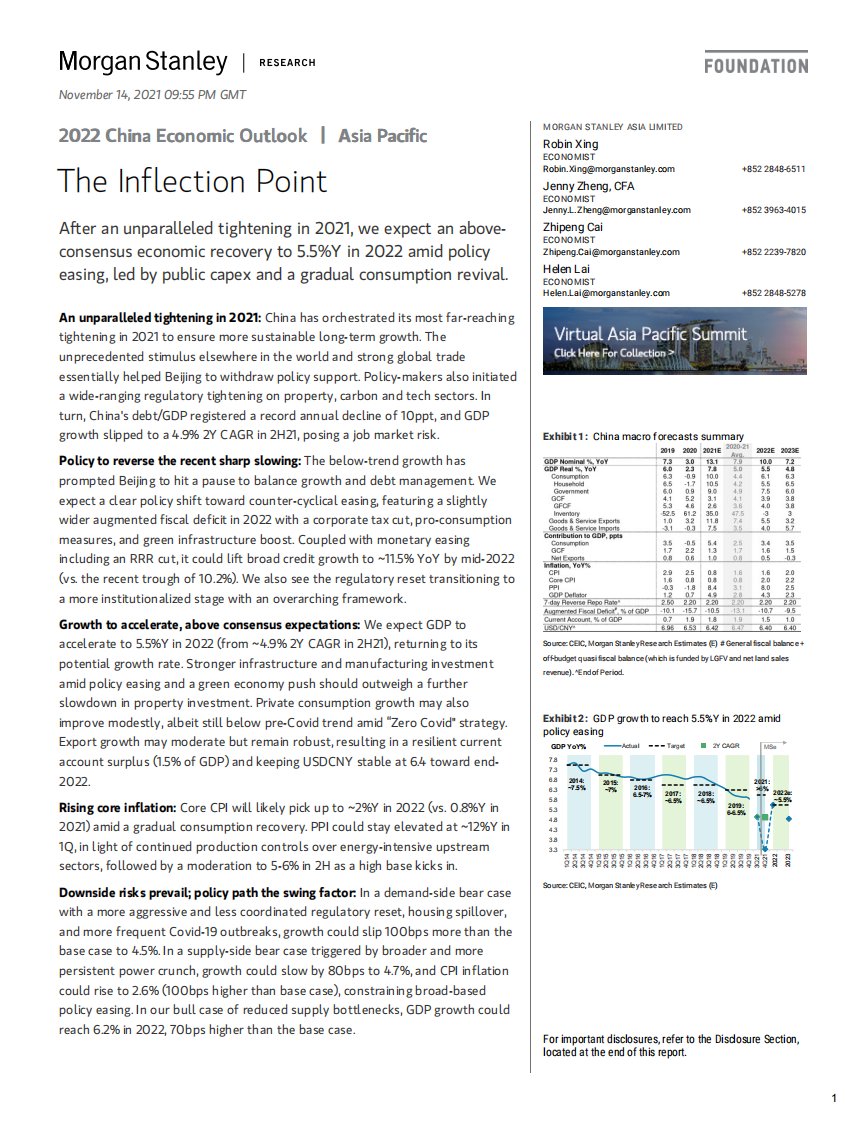 摩根士丹利-中国投资策略-2022年中国经济展望：转折点-2021.11.14