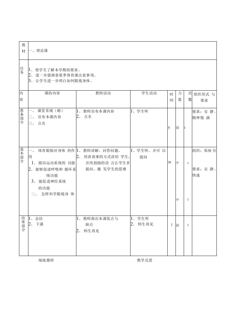 小学部四年级体育教案(全册)