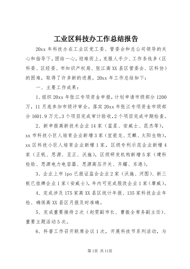 工业区科技办工作总结报告