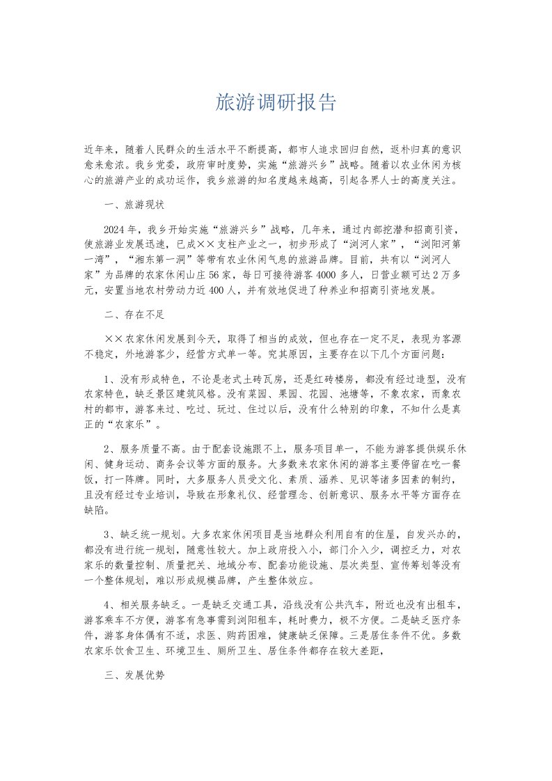 总结报告旅游调研报告