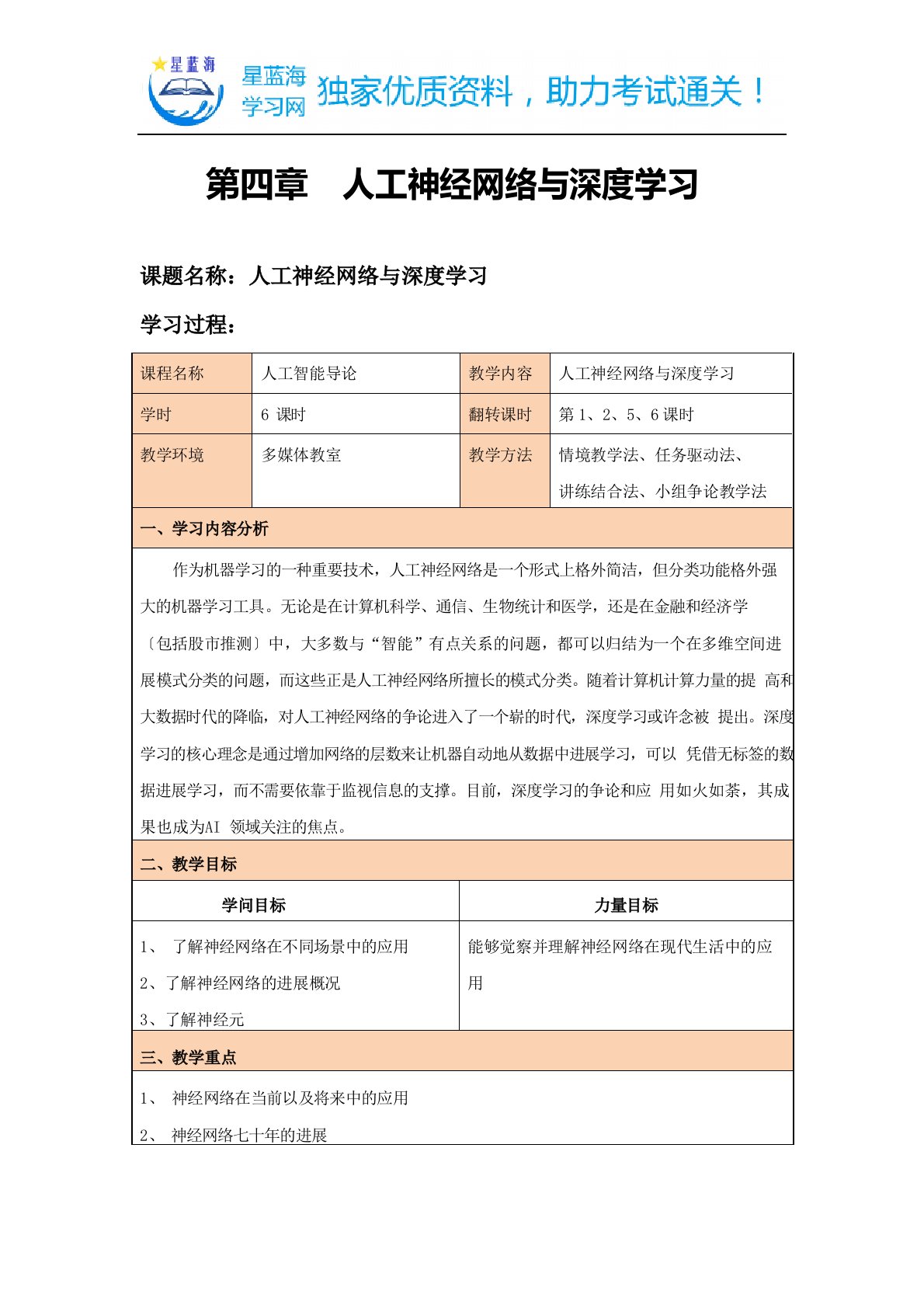 AI翻转课堂教案人工神经网络与深度学习教案