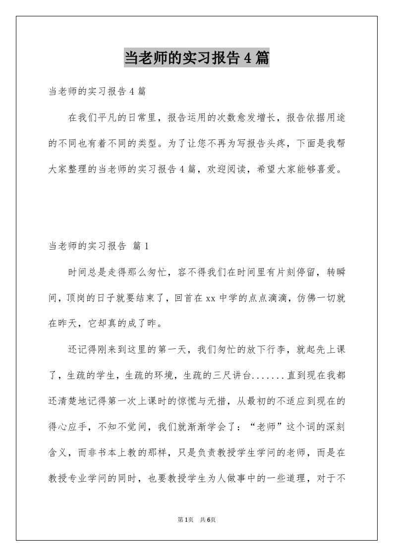 当老师的实习报告4篇