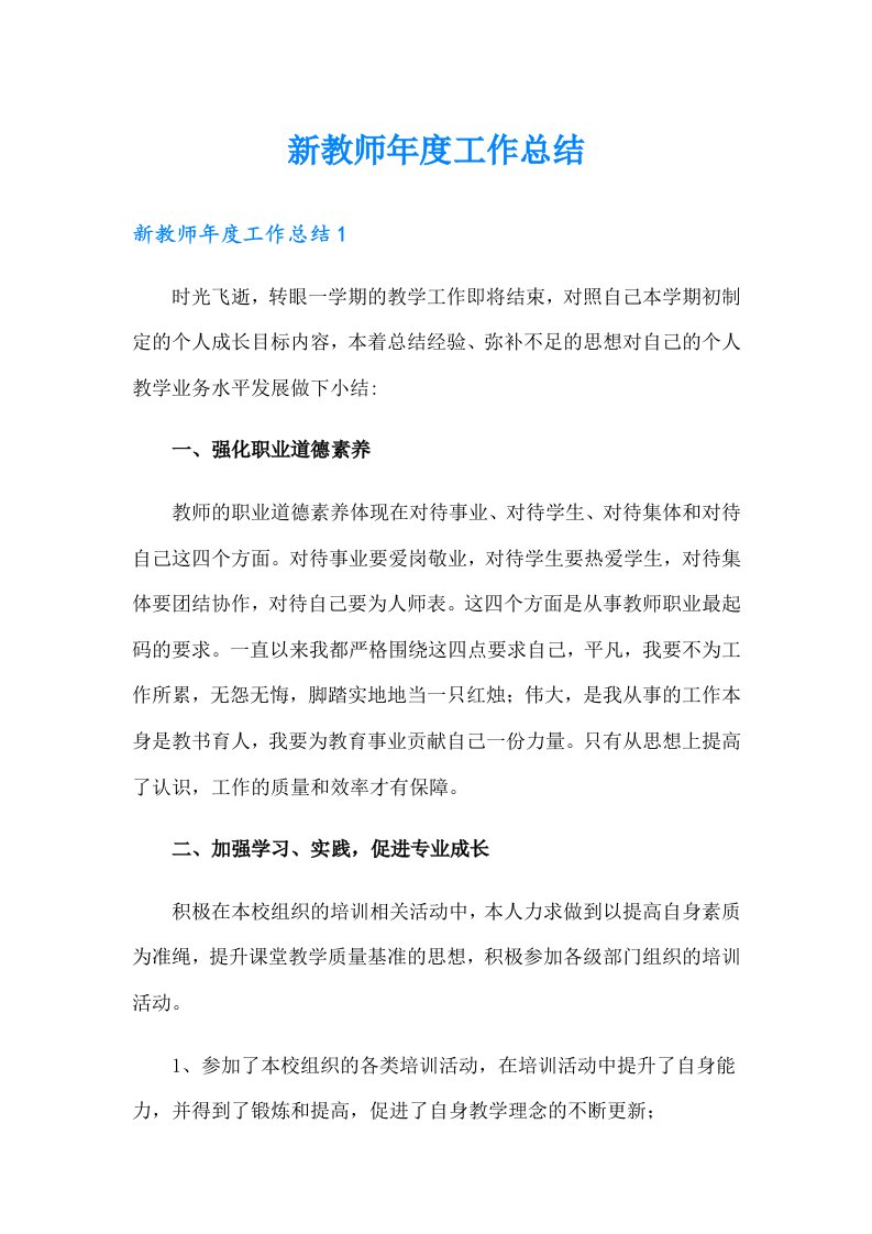 新教师年度工作总结