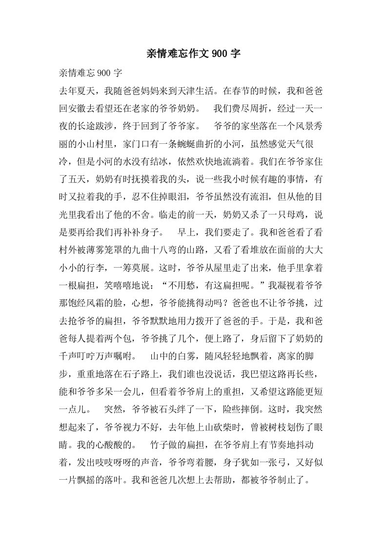 亲情难忘作文900字