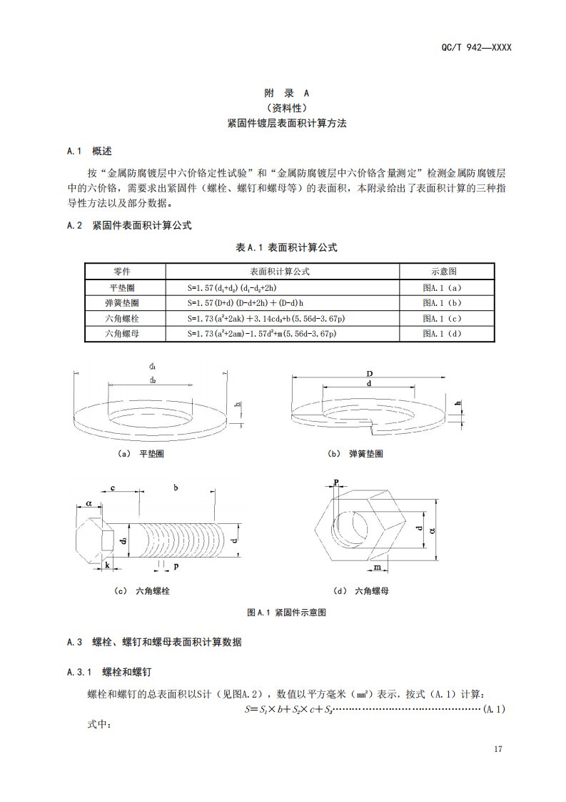 汽车材料紧固件镀层表面积计算方法、聚合物材料和电子材料中六价铬含量测定方法回收率的测定和检出限的确定