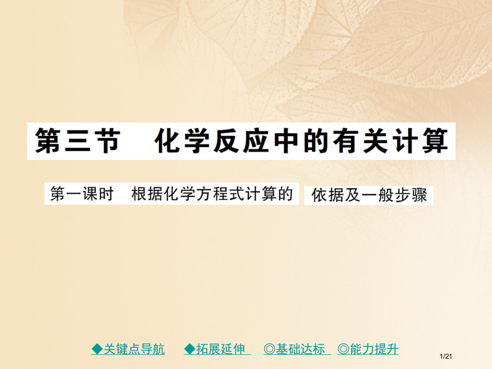 九年级化学上册第5单元定量研究化学反应第三节化学反应中的有关计算第一课时根据化学方程式计算的依据及一