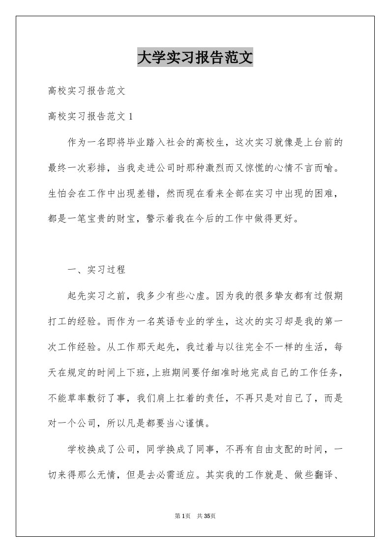 大学实习报告范文例文