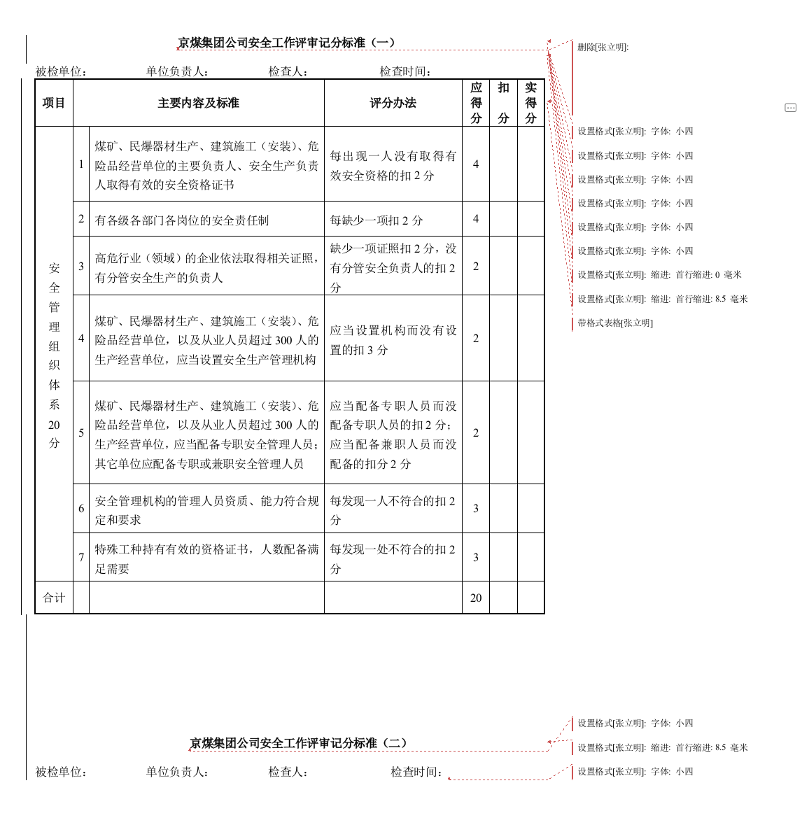 京煤安全评审标准及考核办法