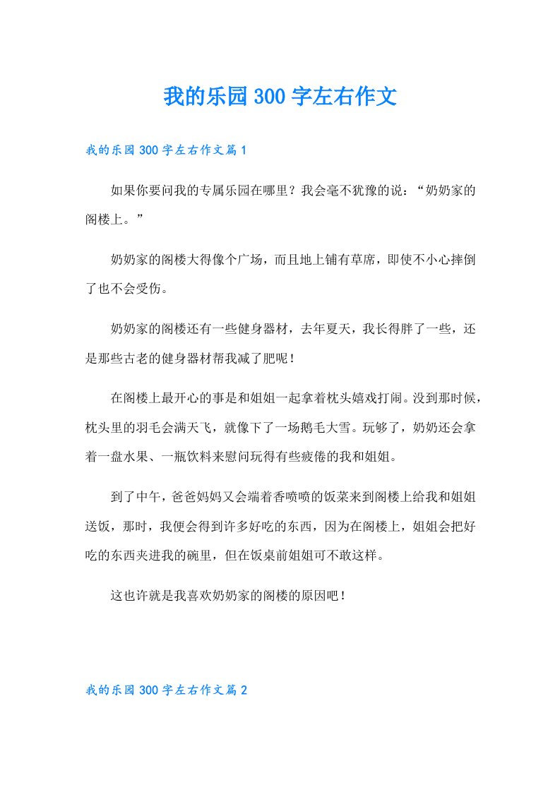 我的乐园300字左右作文